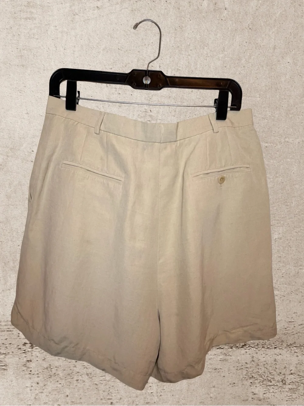 NWT Classiques Entier Vintage Silk Linen Pleated Shorts Stone High Rise 12 - Picture 4 of 7